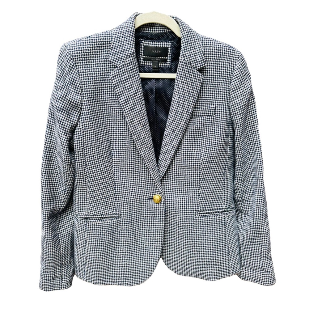 J.Crew Campbell Houndstooth Blazer Gold Buttons | Women’s Size 12